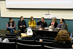 A panel discussion was held after Pember's talk. The panel included students and Dr. Patty Stokes and WOUB Editor-In-Chief Allison Hunter.