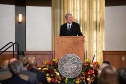 President Nellis during the 2018 State of the University address