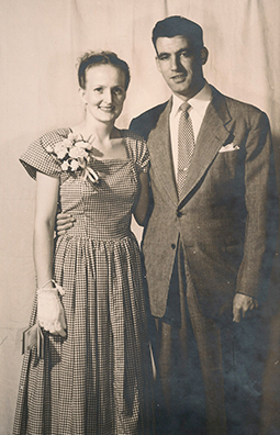 Nora Tighe and John Hess attend a Tri Theta dance in the late-1940s.
