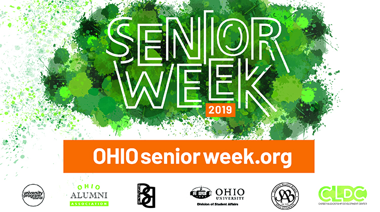 Pictured is the fall 2019 Senior Week logo.