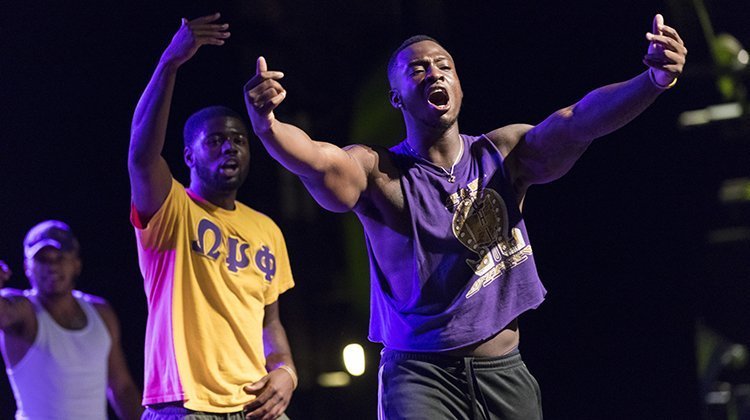 Students in OHIO’s chapter of Omega Psi Phi wow the crowd with their performance during the BAR Variety Show