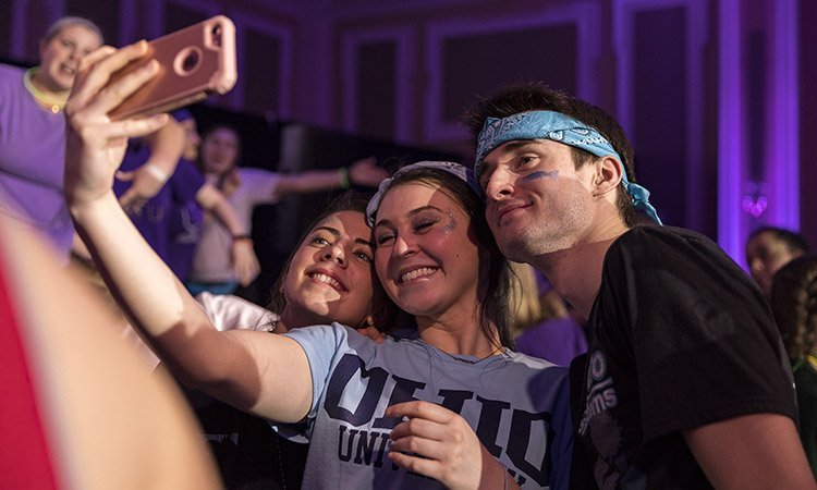 BobcaThon 2019 participants take a break from dancing for a quick selfie.