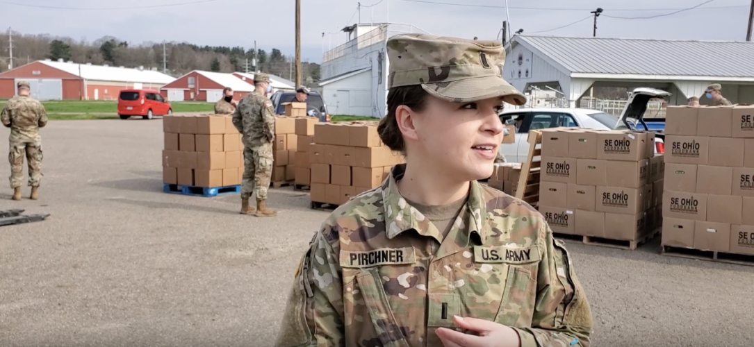 Lieutenant Caroline Pirchner and some of her fellow Bobcats helping Ohioans as members of the Ohio Army National Guard during the time of the Coronavirus pandemic.