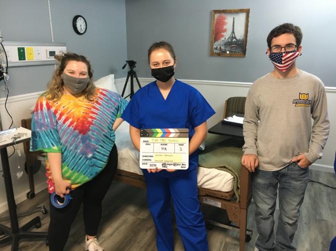 Students Stazy Mazo, Kenzie Keaton and Hunter Garceau during filming of the OHIO-in-LA production project.