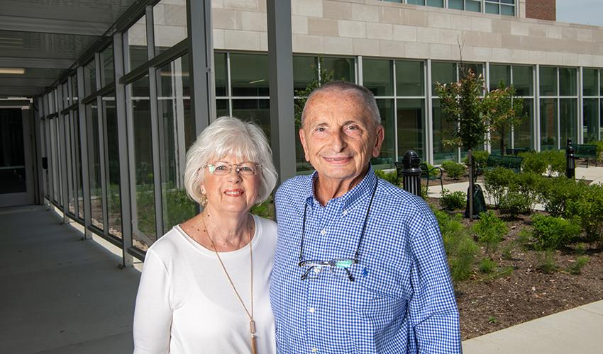 Joy and Bernard Kokenge, PHD ’66, visit Ohio University’s new Chemistry Building in July—60 years after the couple moved to Athens, where they started their family and Dr. Kokenge earned a doctoral degree in chemistry. 