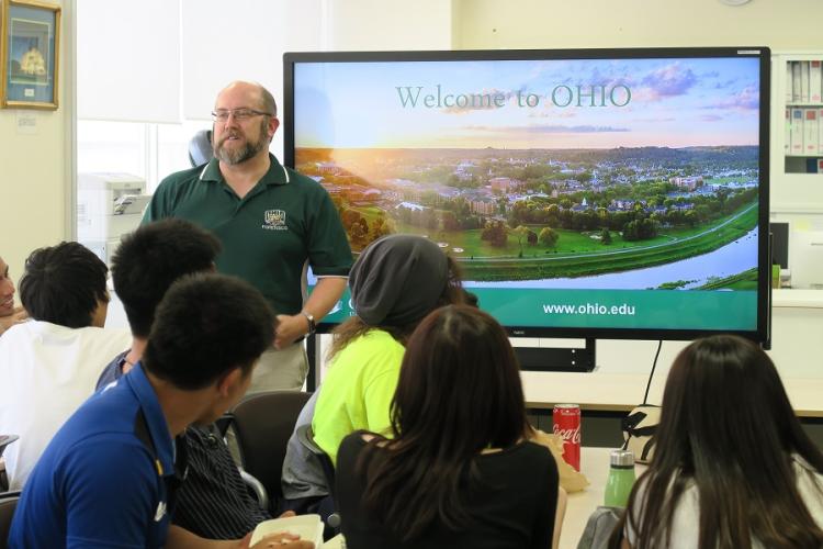 Benjamin Bates, Ph.D., is shown teaching at Chubu University
