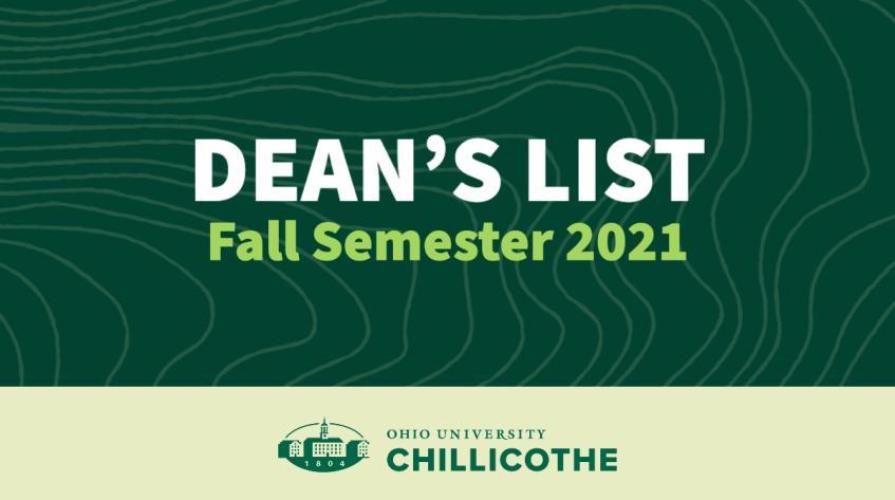 Dean's List, Fall Semester 2021, Ohio University Chillicothe