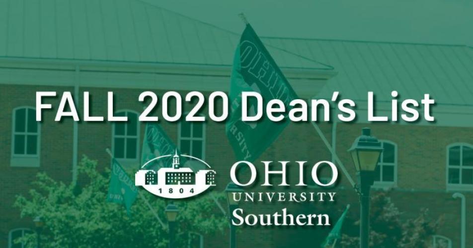Fall 2020 Dean's List, Ohio University Southern