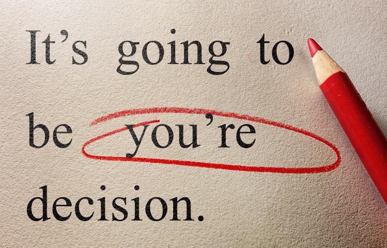 An image where the word "you're" is used incorrectly and is circled