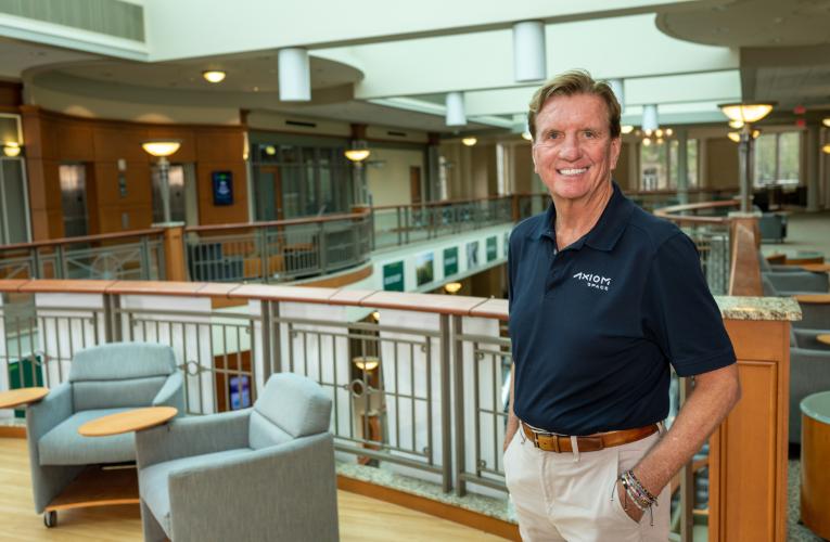 Larry Connor is shown inside the Baker University Center