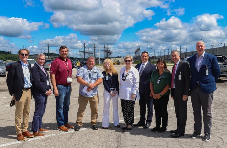 Ohio University representatives stand outside at the PORTS site in Pike County