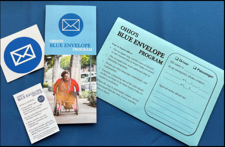 An image of the Blue Envelope items, including a pamphlet with information and the Blue Envelope