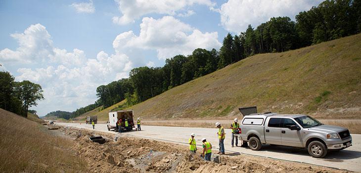 ORITE researchers work along an Ohio roadway.