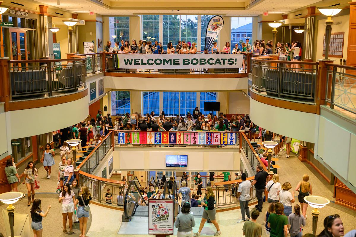Baker University Center is filled with students during a Welcome Week event