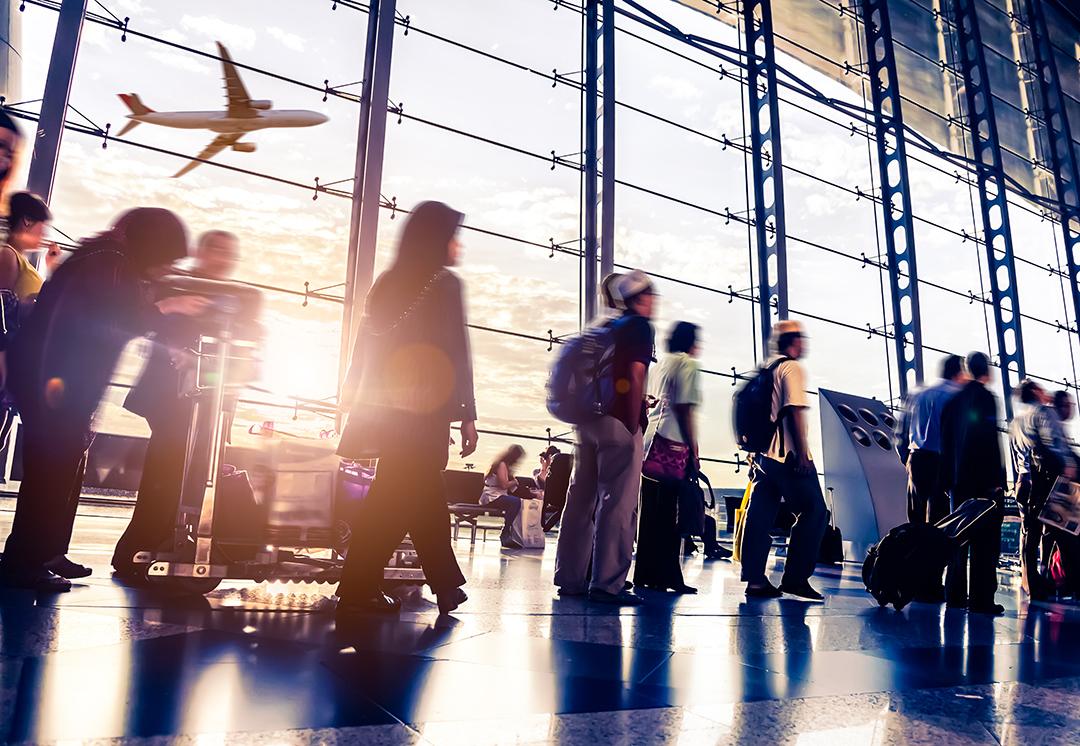 Travelers at an airport.