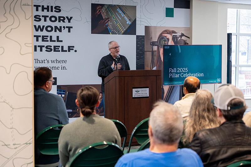 Dean Scott Titsworth honoring awardees at the Learn and Engage Pillar Awardees for Advancing OHIO’s Dynamic Strategy