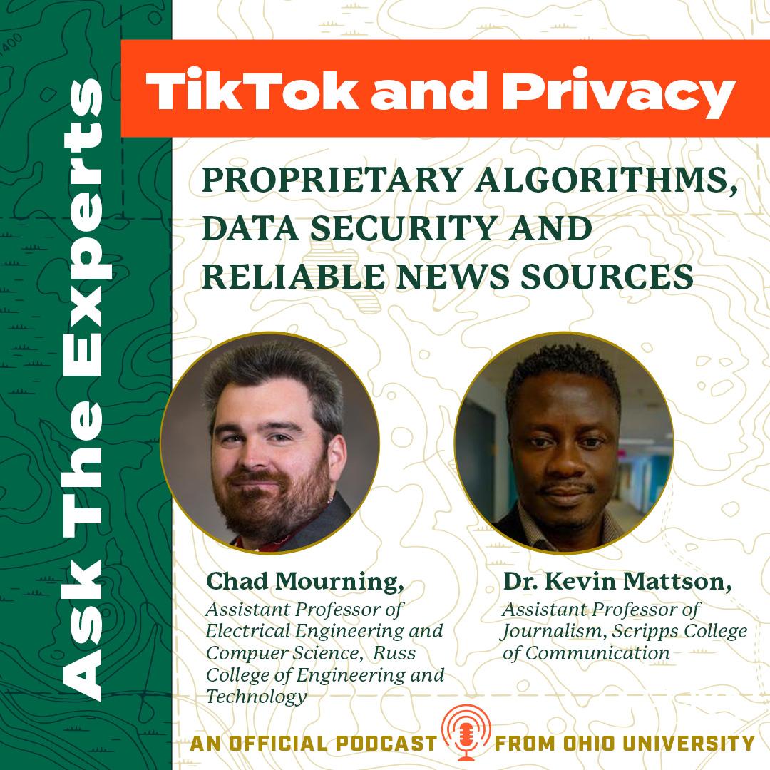 a graphic for the Ask the Experts podcast episode titled "TikTok and Privacy"