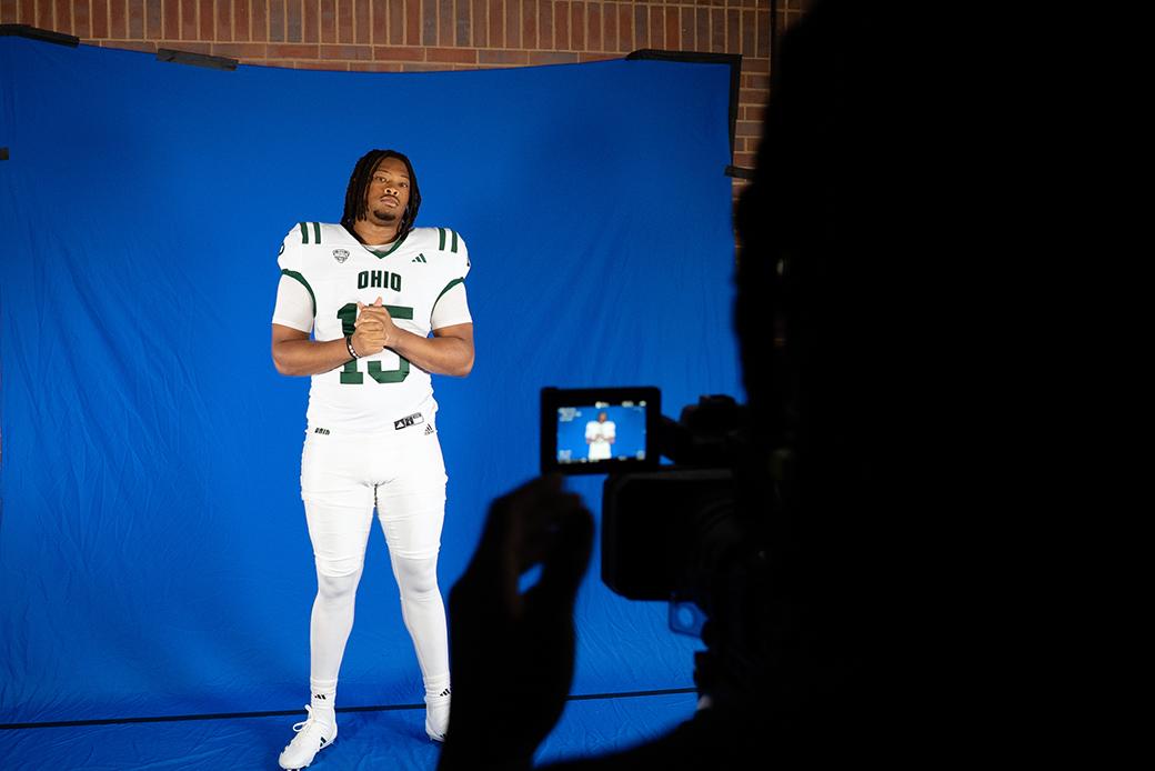 An OHIO football player photographed during media day.