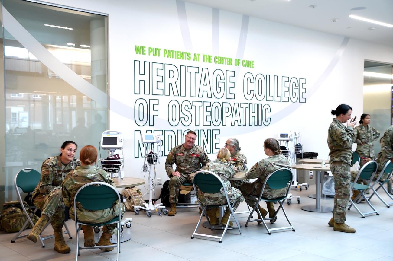 National Guard members wait for patients in Heritage Hall