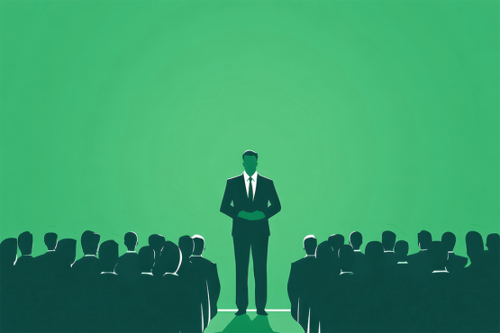 Adobe Stock image of leader addressing crowd