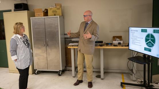 Jason Trembly speaks with Ohio University President Lori Gonzalez.