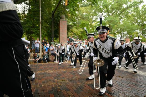 Members of the Marching 110 dance during the 2024 Homecoming Parade