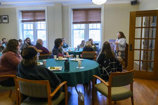 Zoe Graham leads a presentation at the luncheon
