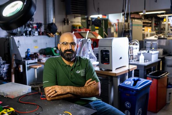 OHIO Assistant Professor Yahya Al-Majali sits in his lab.