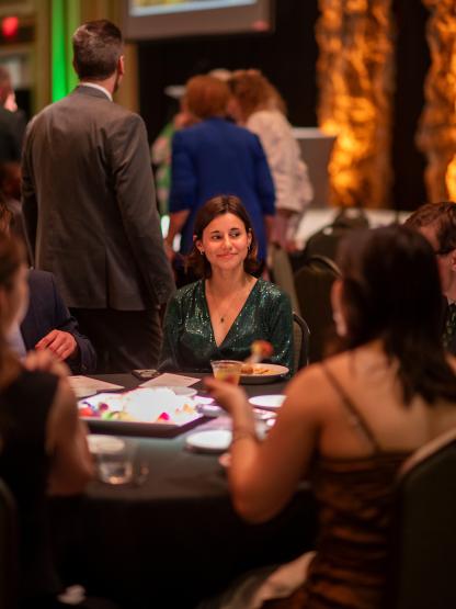 OHIO students sit at a table for the Leadership Awards Ceremony in the Baker University Center Ballroom.