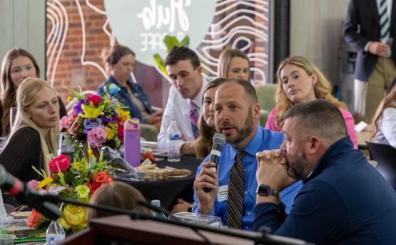 Matt Hines speaks to teacher candidates
