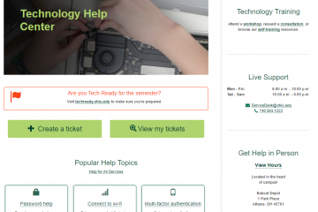 A screenshot of the Technology Help Center