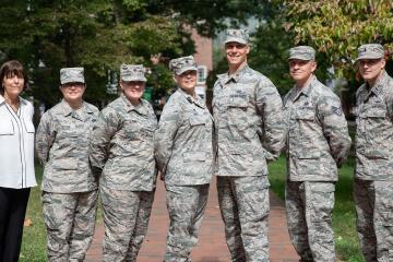 Members of Ohio University Air Force ROTC stand in uniform