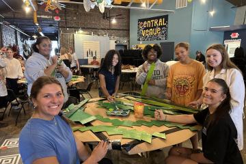 OHIO faculty and students help to build puppets at the Honey for the Heart Studio