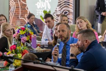 Matt Hines speaks to teacher candidates