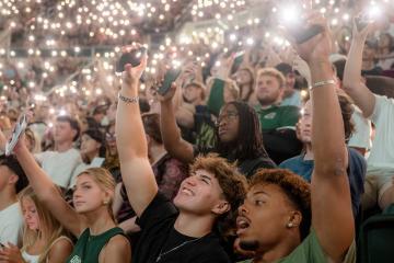 Students enjoy Welcome Week convocation. 