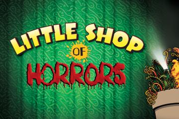 "Little Shop of Horrors" promotional graphic featuring an illustrated plant