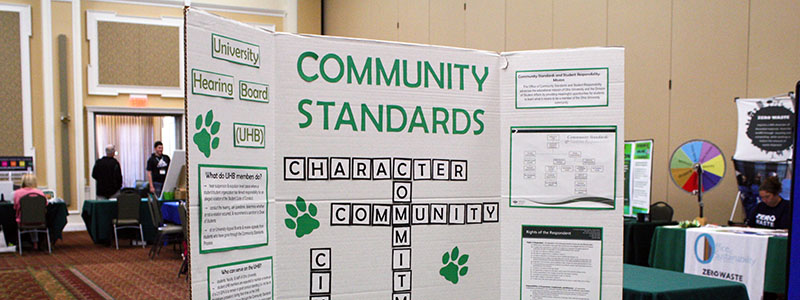 CSSR trifold presentation board at an event