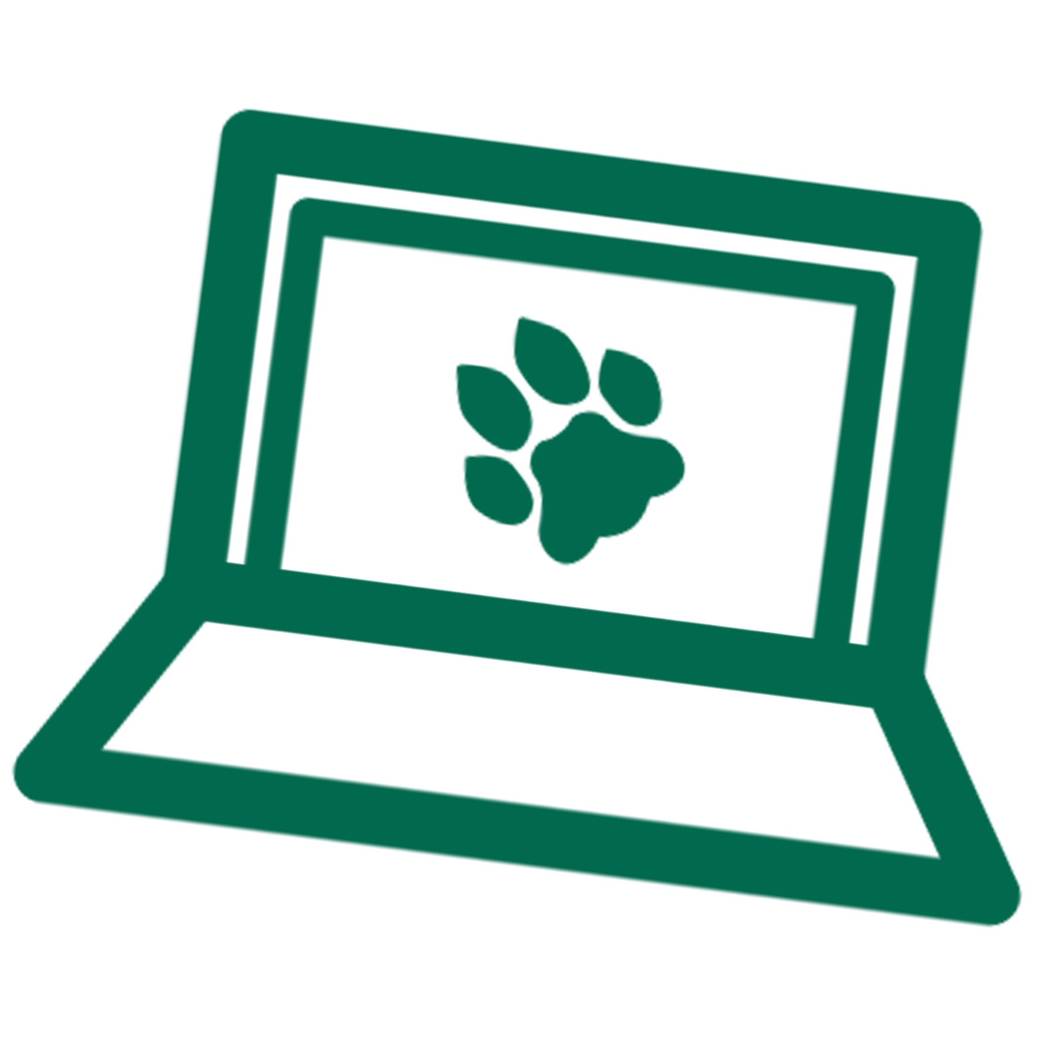 laptop with a paw print icon