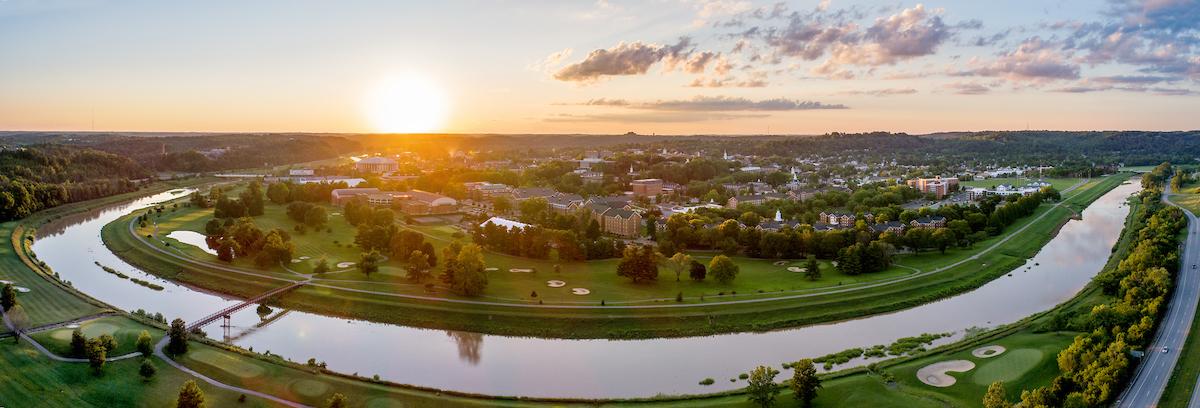 Aerial view of Ohio University Athens campus