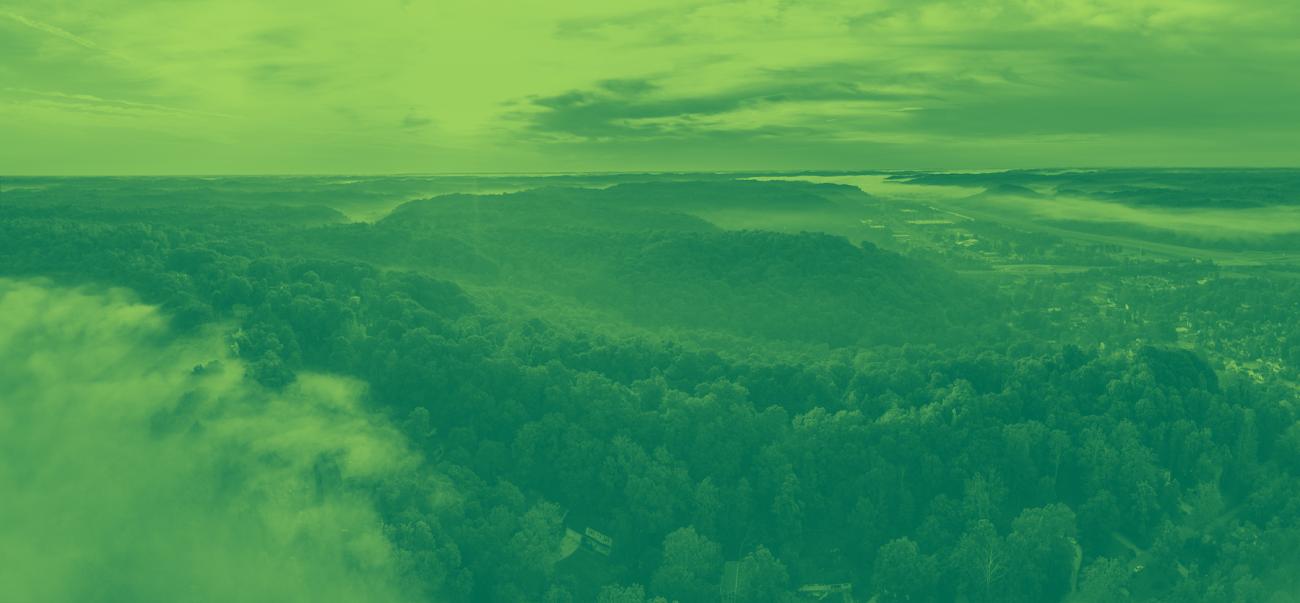 Aerial view of rolling hills in Appalachia