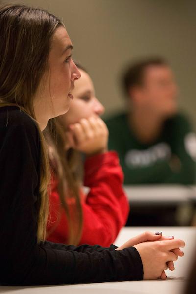 students listening during a workshop