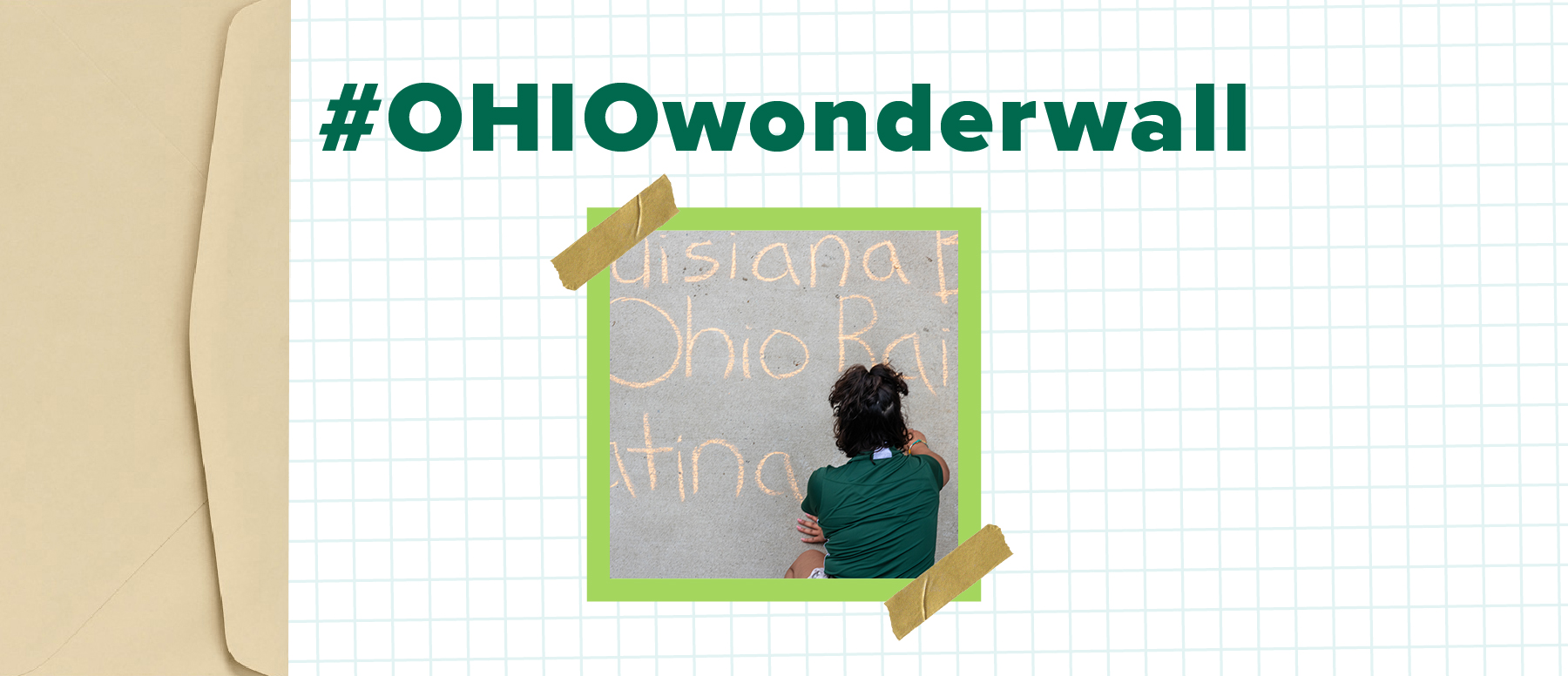 OHIO Wonderwall entry is taped to graph paper with an envelope to the left. 