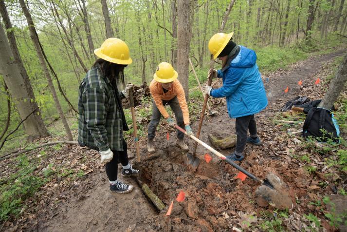 Volunteers work on the Baileys Trail