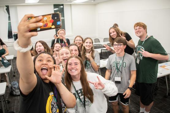 A group of students at BSO taking a group selfie