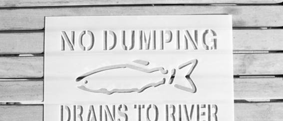 No Dumping Drains to River Sign