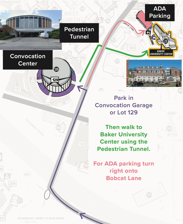 map depicting parking location and walking directions